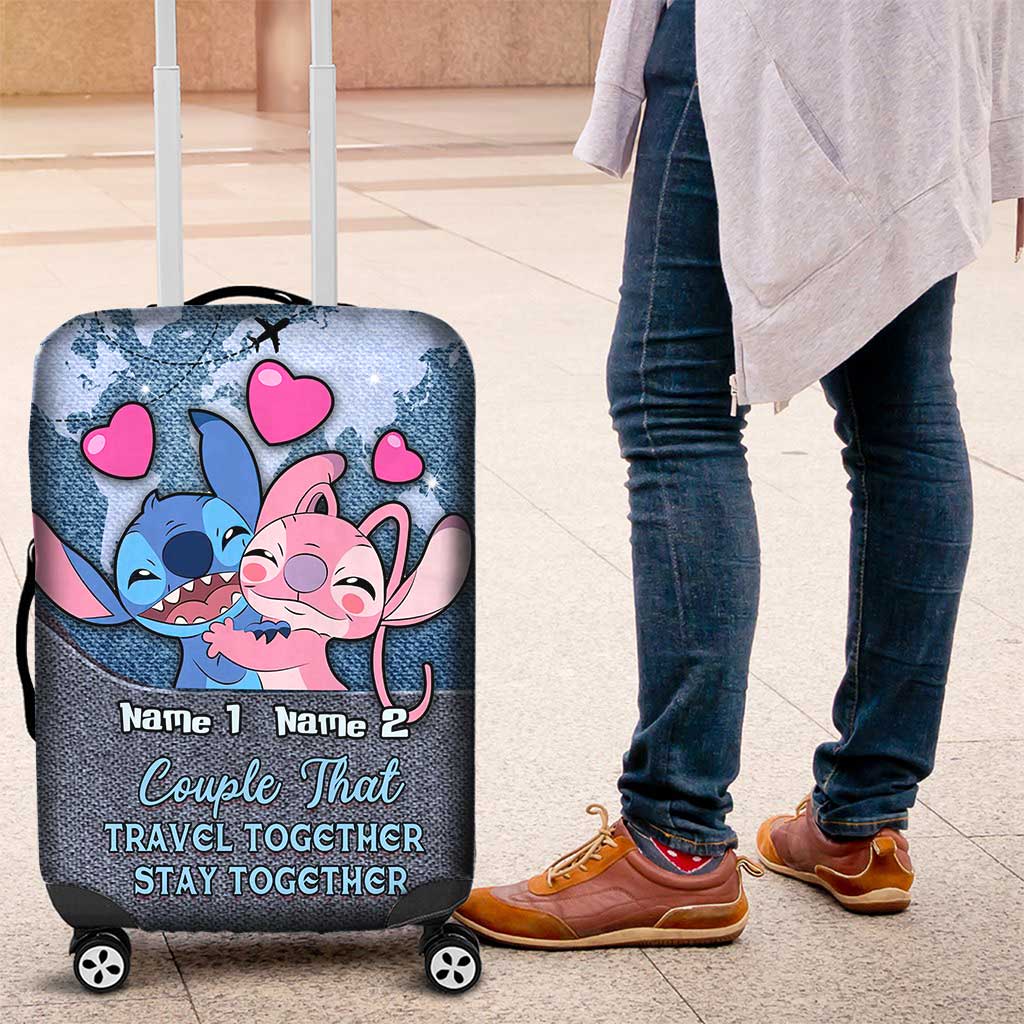 Personalized Luggage Cover for Couples Travel Gift Idea