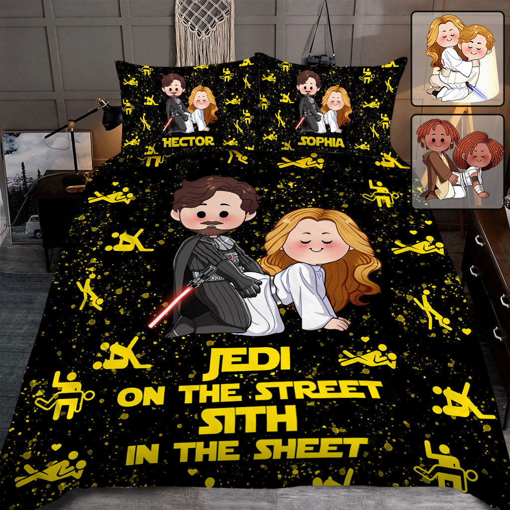 Personalized Jedi Quilt Set Custom Names Gift for Couples