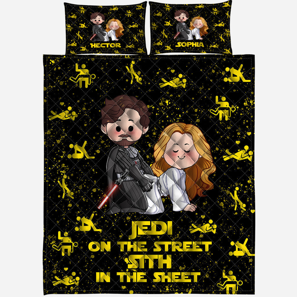 Personalized Jedi Quilt Set Custom Names Gift for Couples
