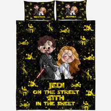 Load image into Gallery viewer, Personalized Jedi Quilt Set Custom Names Gift for Couples
