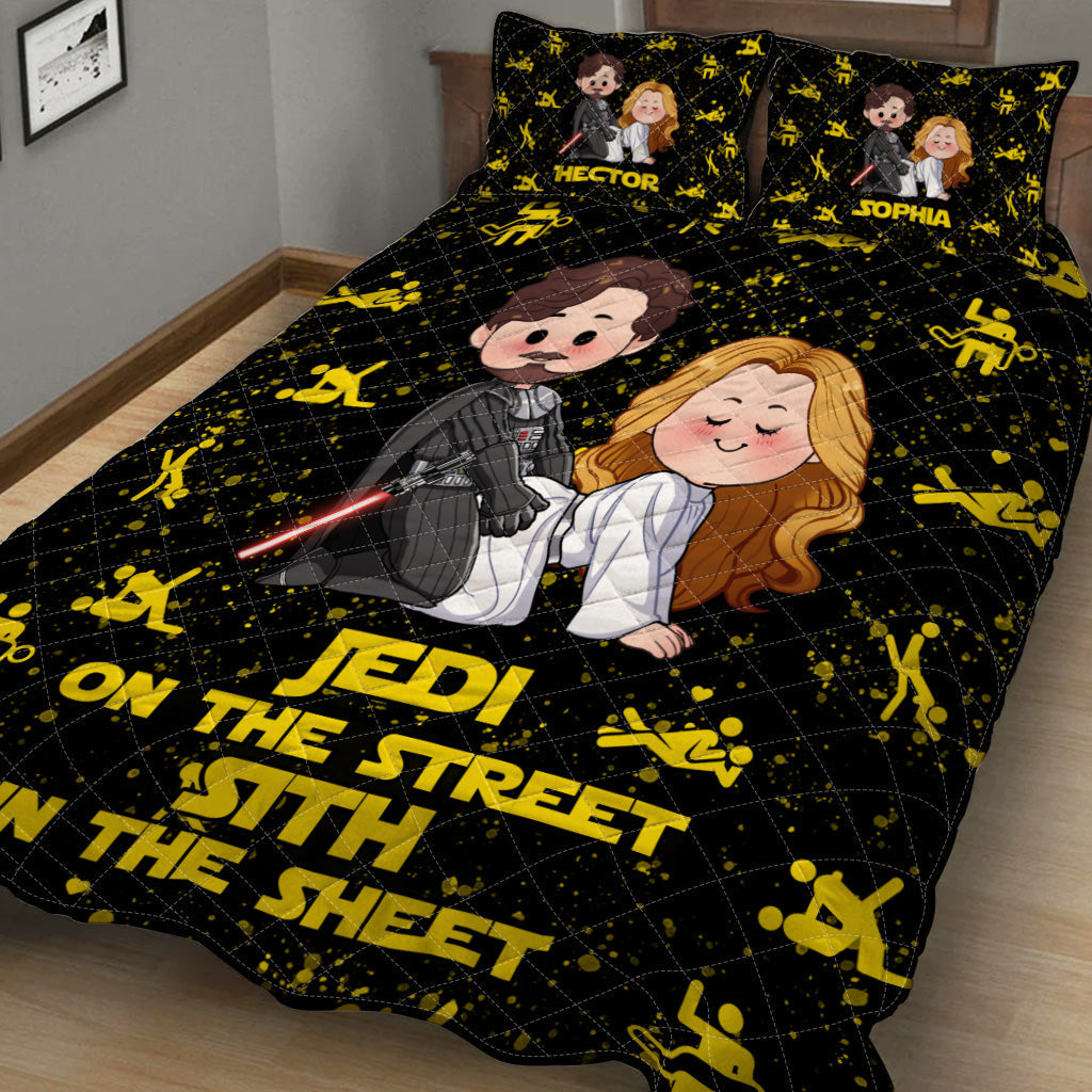 Personalized Jedi Quilt Set Custom Names Gift for Couples