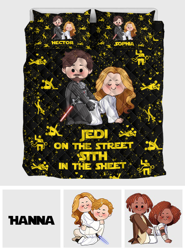 Personalized Jedi Quilt Set Custom Names Gift for Couples