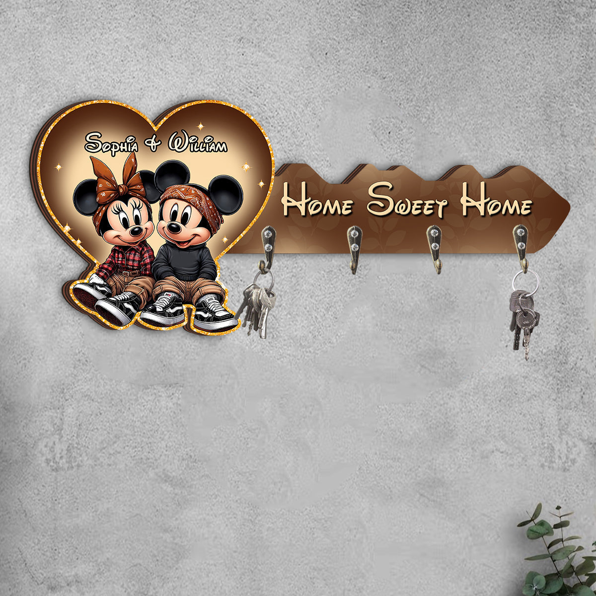 Personalized Wooden Key Rack Home Sweet Home Custom Gift