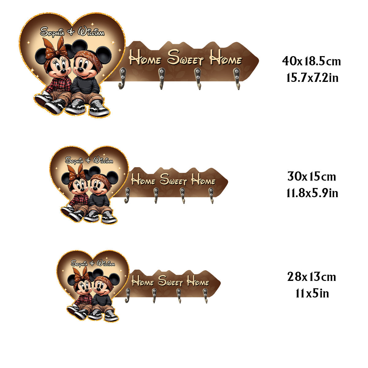 Personalized Wooden Key Rack Home Sweet Home Custom Gift