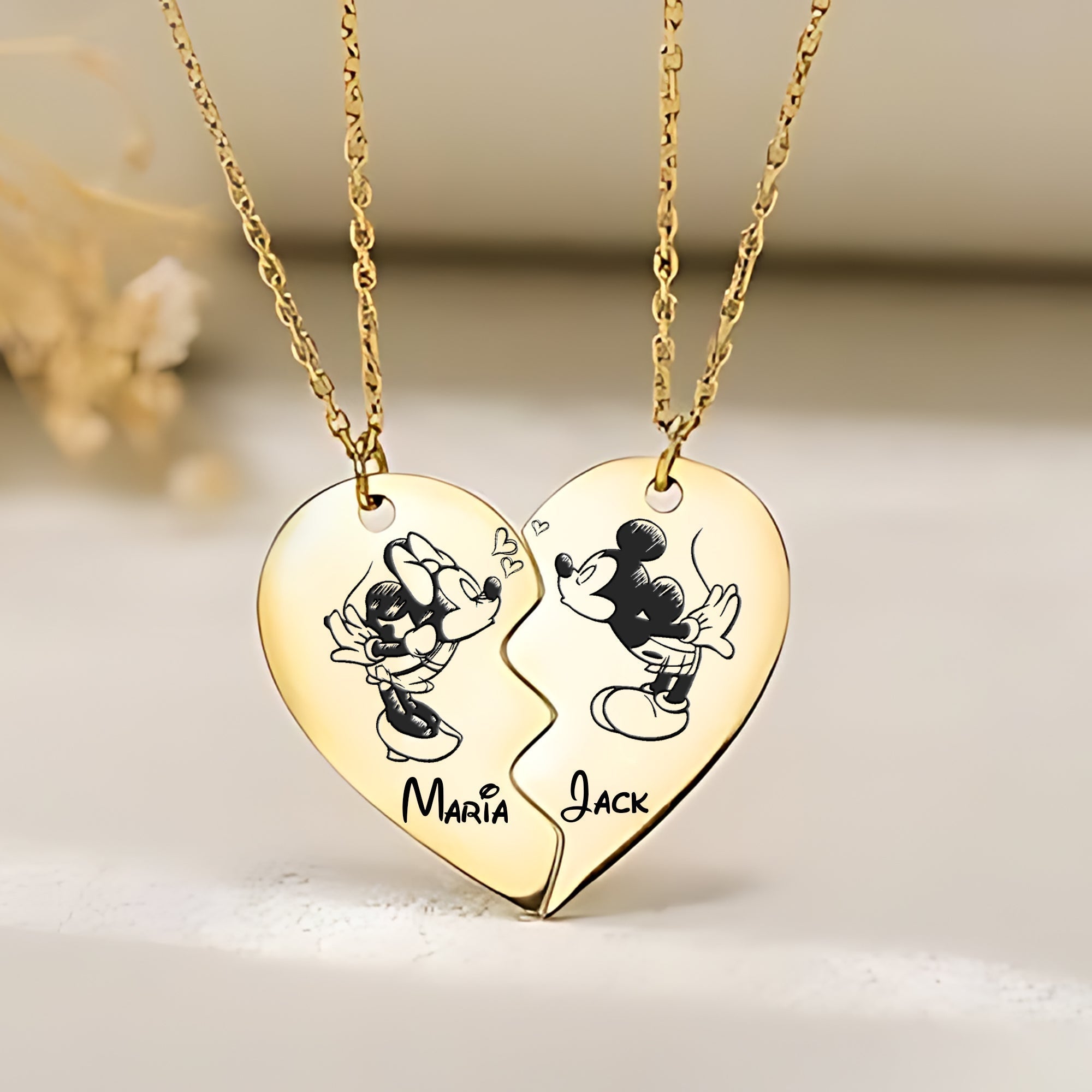 Personalized Matching Pendant Necklace for Couples with Custom Names