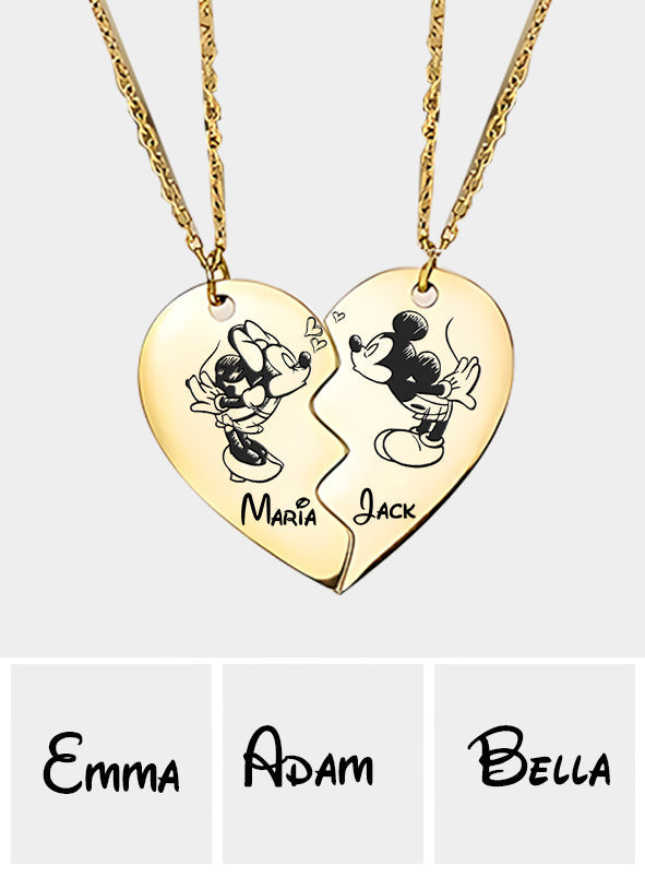 Personalized Matching Pendant Necklace for Couples with Custom Names