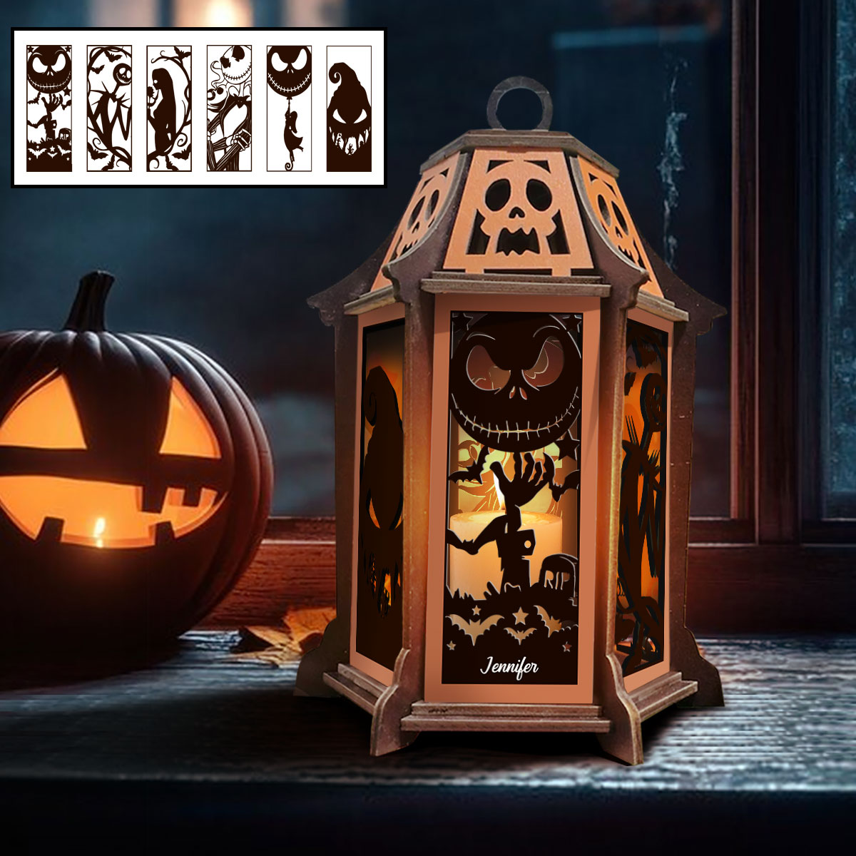 Personalized Nightmare Before Christmas Laser Cut Lantern Gift