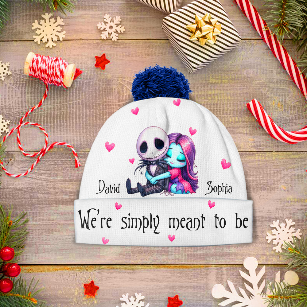 Personalized Couple Beanie Hat Custom Name Gift for Christmas