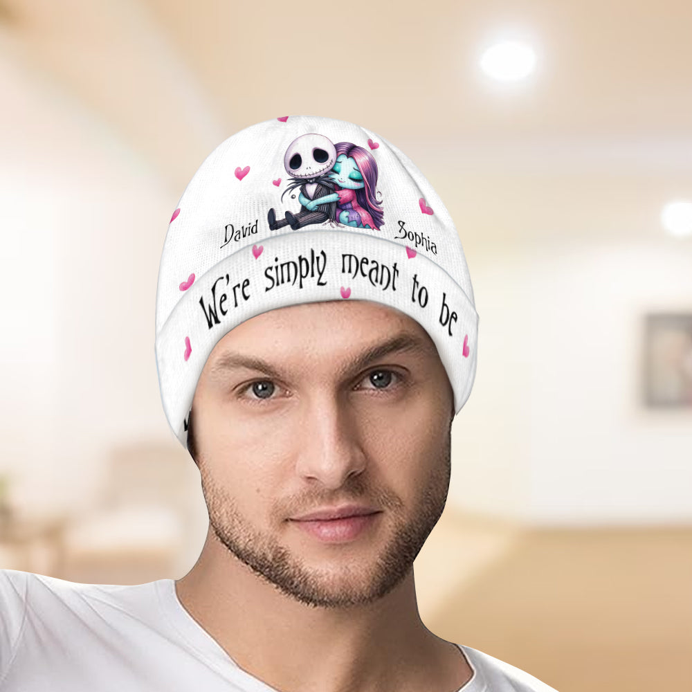 Personalized Couple Beanie Hat Custom Name Gift for Christmas