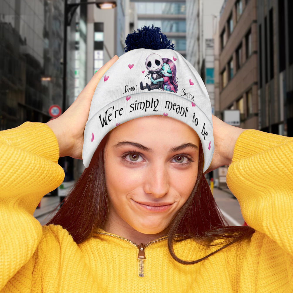 Personalized Couple Beanie Hat Custom Name Gift for Christmas