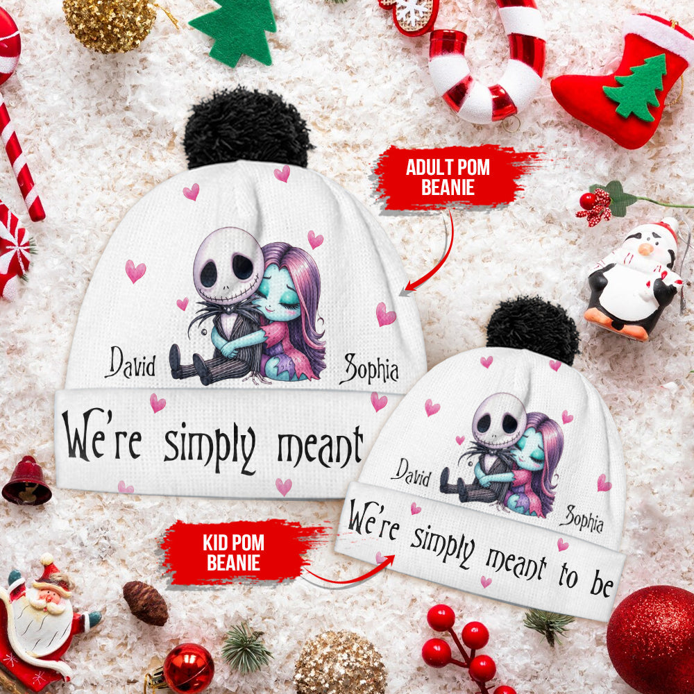 Personalized Couple Beanie Hat Custom Name Gift for Christmas
