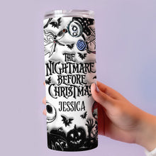 Load image into Gallery viewer, Personalized Nightmare Before Christmas Skinny Tumbler with Custom Name Gift for Halloween or Christmas
