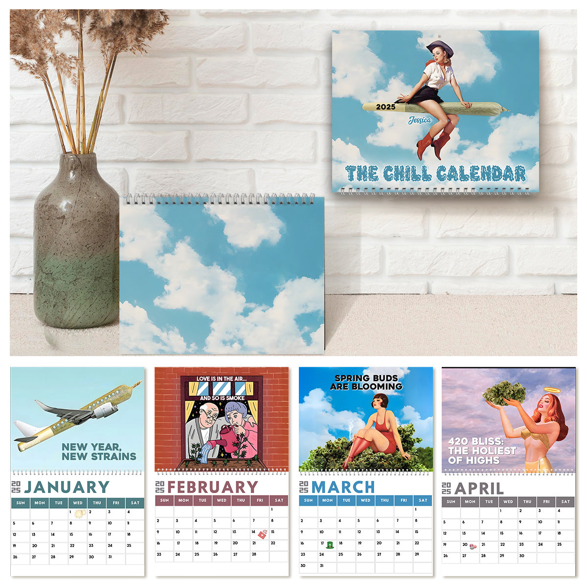 Personalized Chill Weed Wall & Desk Calendar 2025 Gift