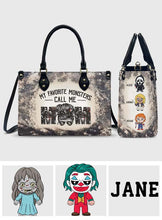 Load image into Gallery viewer, Personalized Leather Handbag for Mom with Favorite Monsters Design
