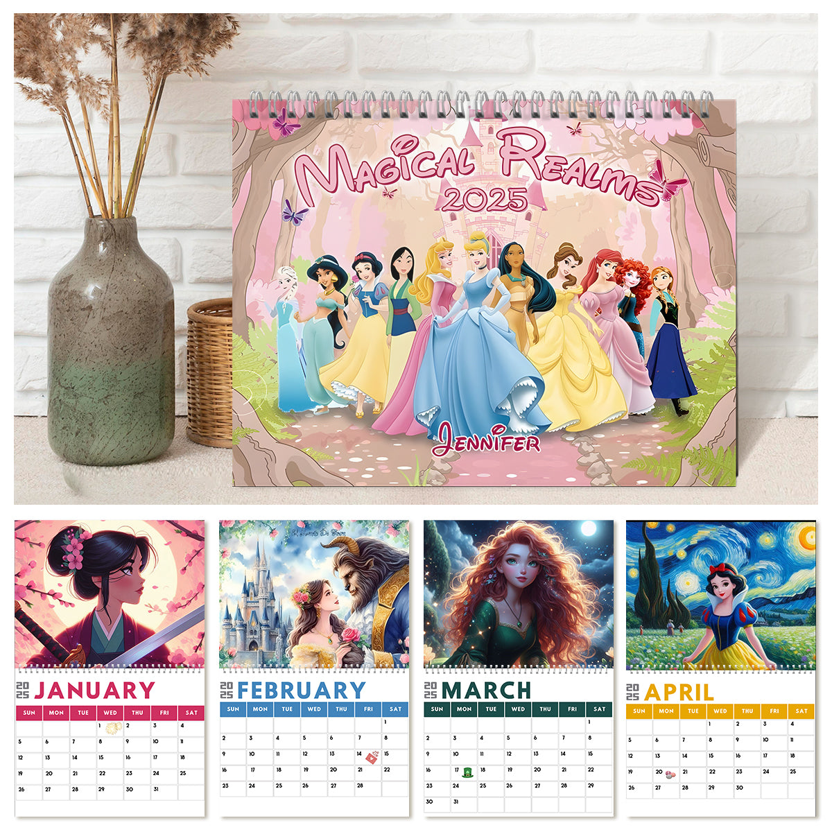 Personalized Wall & Desk Calendar Custom Name 2025 Gift for Kids