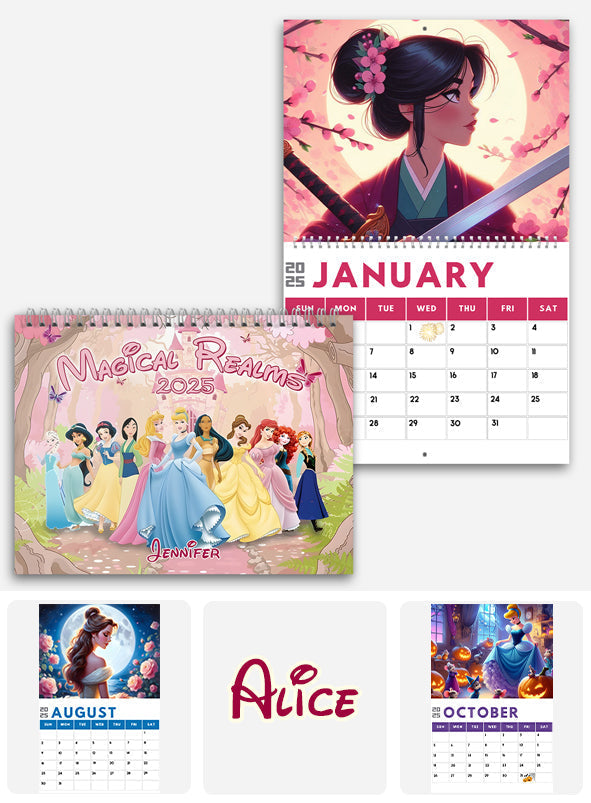 Personalized Wall & Desk Calendar Custom Name 2025 Gift for Kids