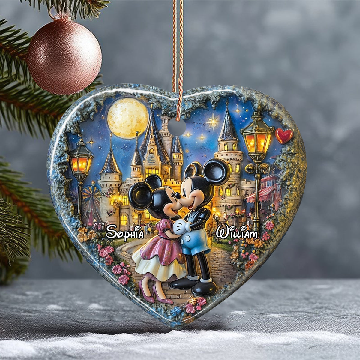 Personalized Ceramic Heart Ornament Custom Name for Couples Gift