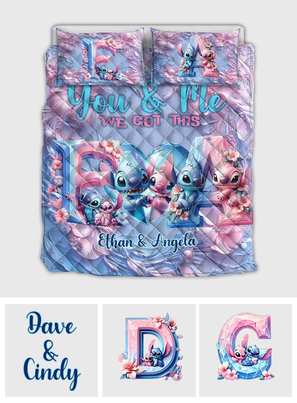 Personalized Ohana Quilt Set with Custom Names for Couples