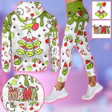 Load image into Gallery viewer, Personalized Mama Grinch Hoodie and Leggings Set for Mom | Christmas Gift
