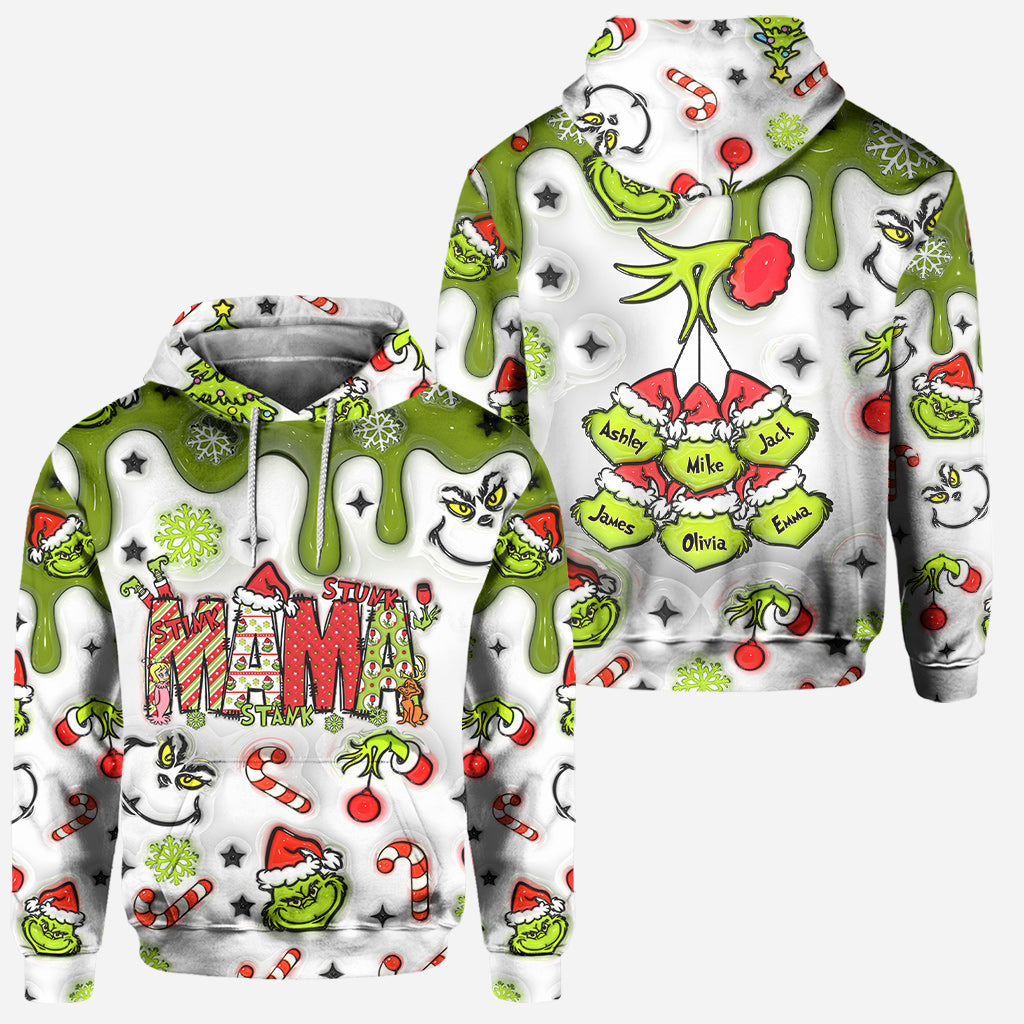 Personalized Mama Grinch Hoodie and Leggings Set for Mom | Christmas Gift