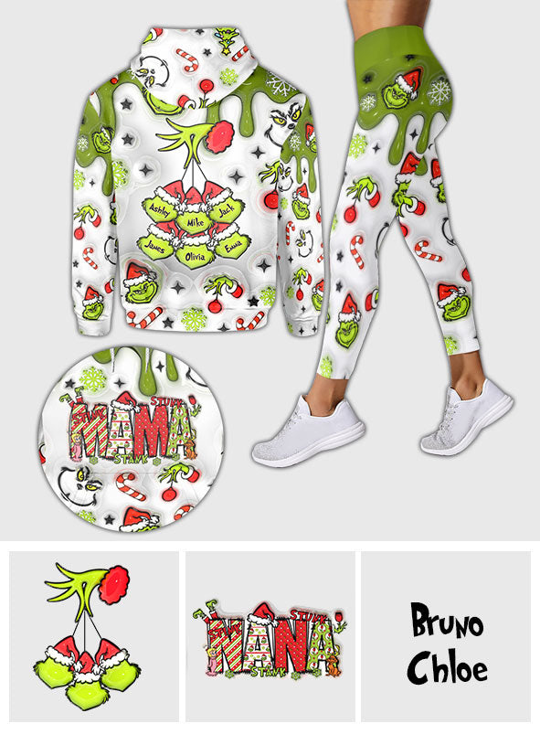 Personalized Mama Grinch Hoodie and Leggings Set for Mom | Christmas Gift