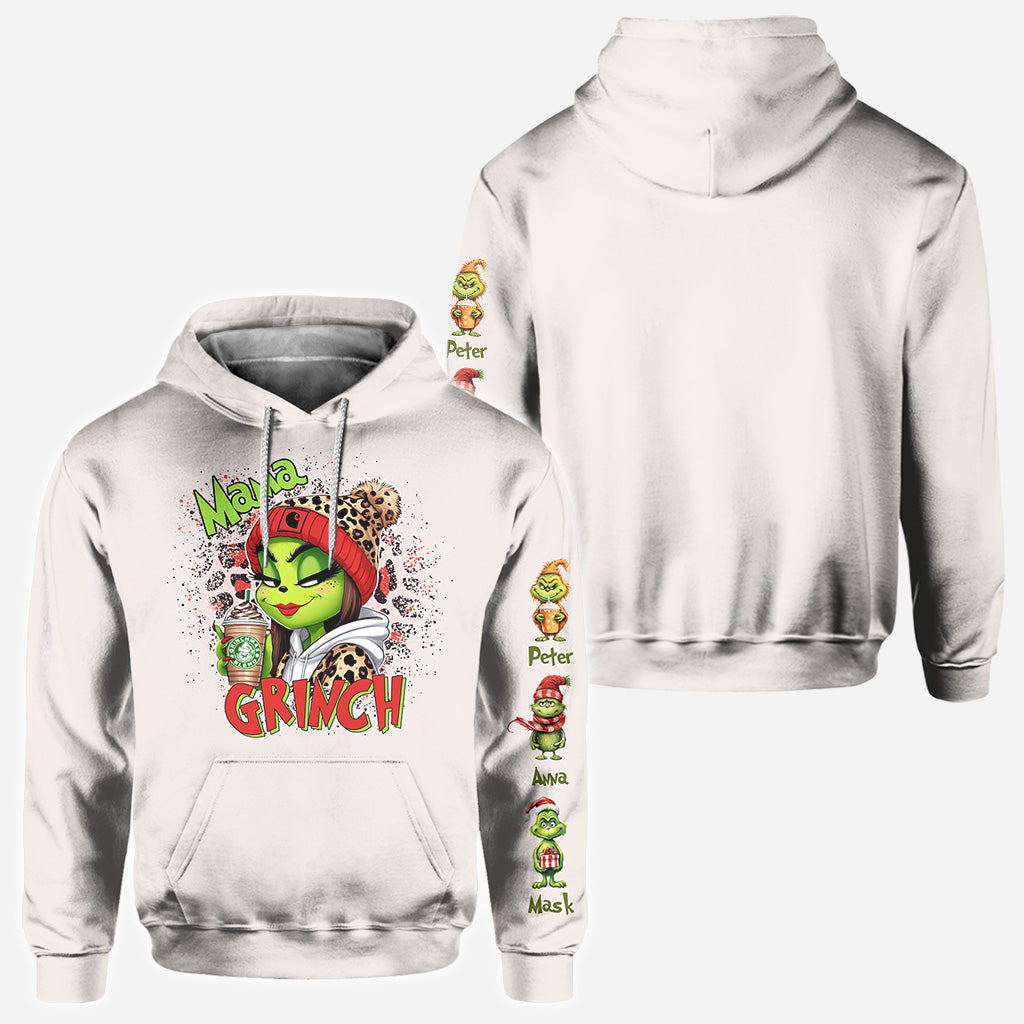Personalized Christmas All Over Shirt for Mom & Dad - Grinch Design