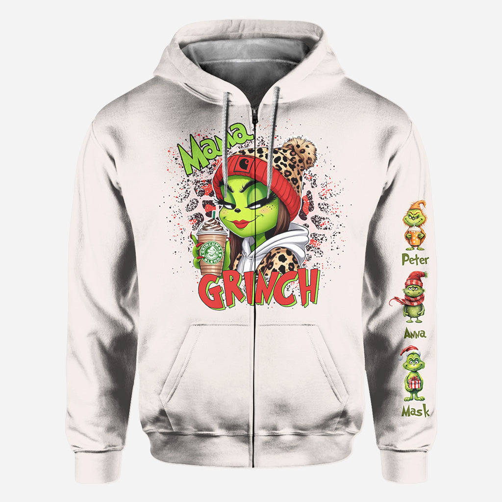 Personalized Christmas All Over Shirt for Mom & Dad - Grinch Design