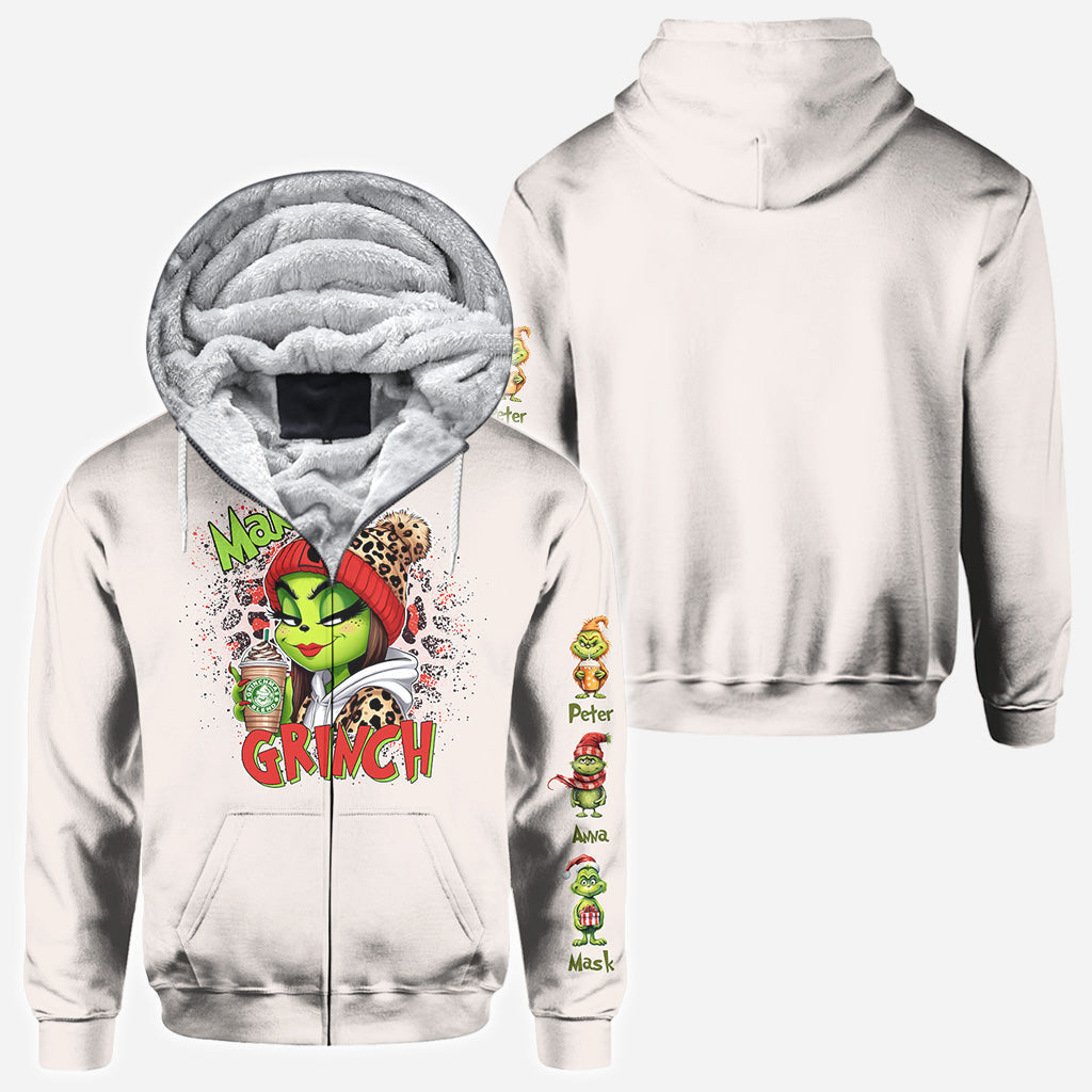Personalized Christmas All Over Shirt for Mom & Dad - Grinch Design