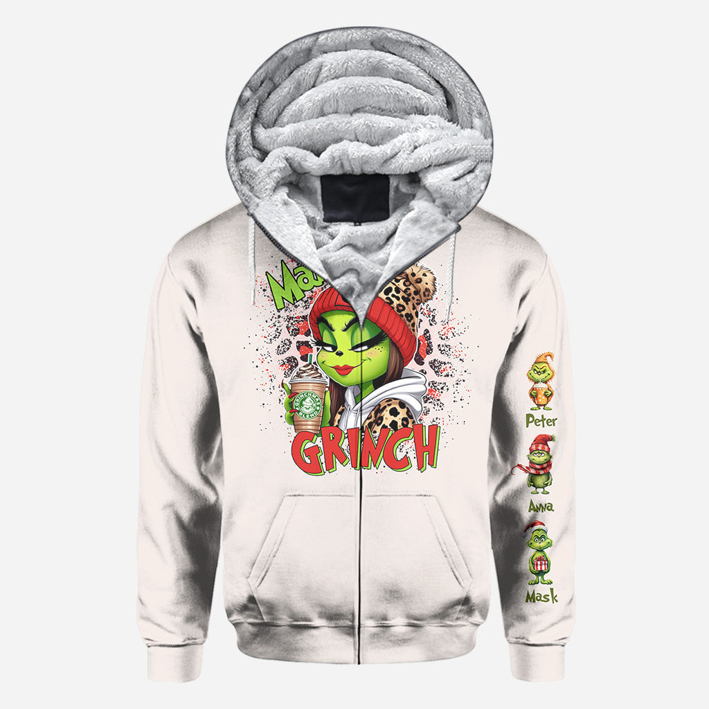 Personalized Christmas All Over Shirt for Mom & Dad - Grinch Design