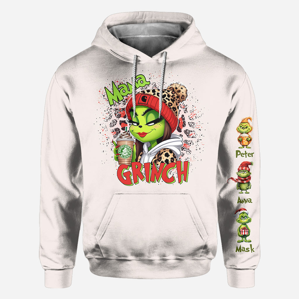 Personalized Christmas All Over Shirt for Mom & Dad - Grinch Design