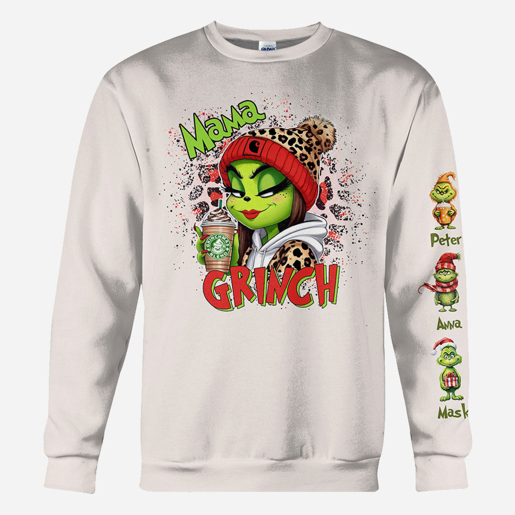 Personalized Christmas All Over Shirt for Mom & Dad - Grinch Design