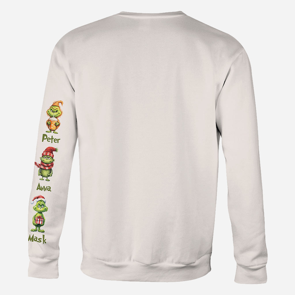 Personalized Christmas All Over Shirt for Mom & Dad - Grinch Design