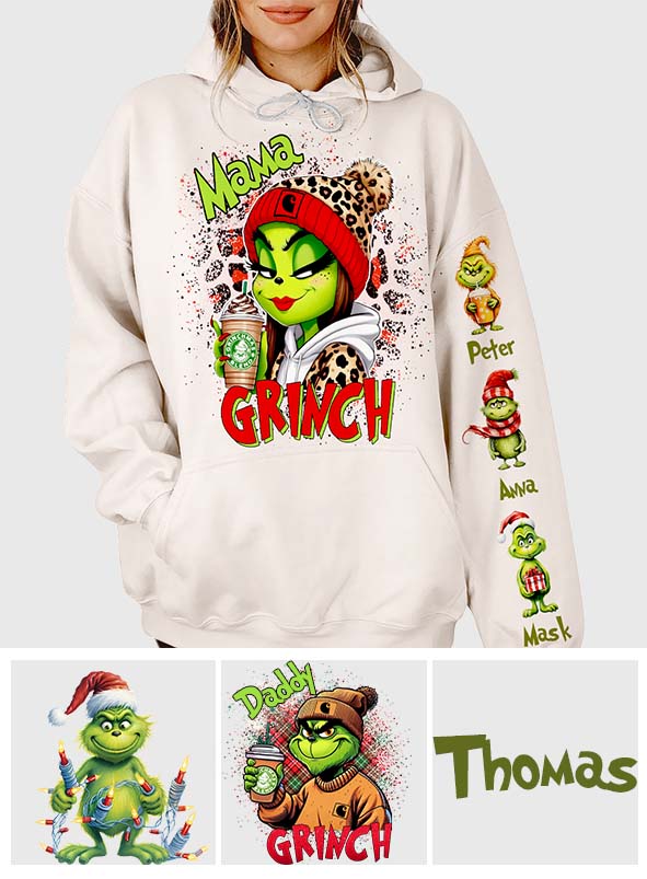 Personalized Christmas All Over Shirt for Mom & Dad - Grinch Design