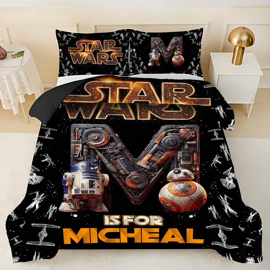 Personalized Star Wars Quilt Set with Pillow Covers for Kids