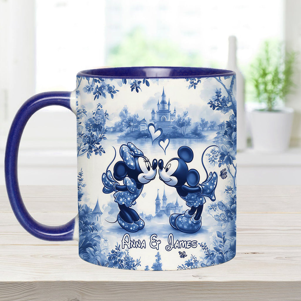 Personalized Blue & White Mouse Couple Accent Mug Gift