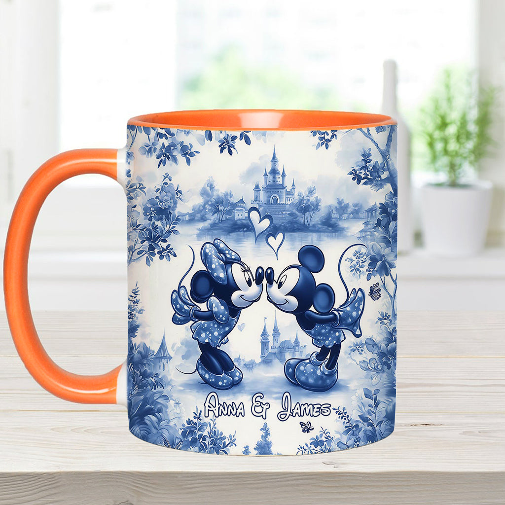 Personalized Blue & White Mouse Couple Accent Mug Gift