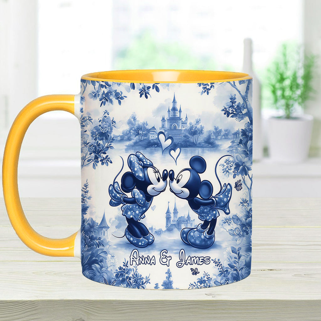 Personalized Blue & White Mouse Couple Accent Mug Gift