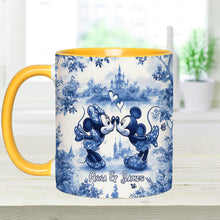 Load image into Gallery viewer, Personalized Blue &amp; White Mouse Couple Accent Mug Gift
