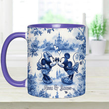 Load image into Gallery viewer, Personalized Blue &amp; White Mouse Couple Accent Mug Gift

