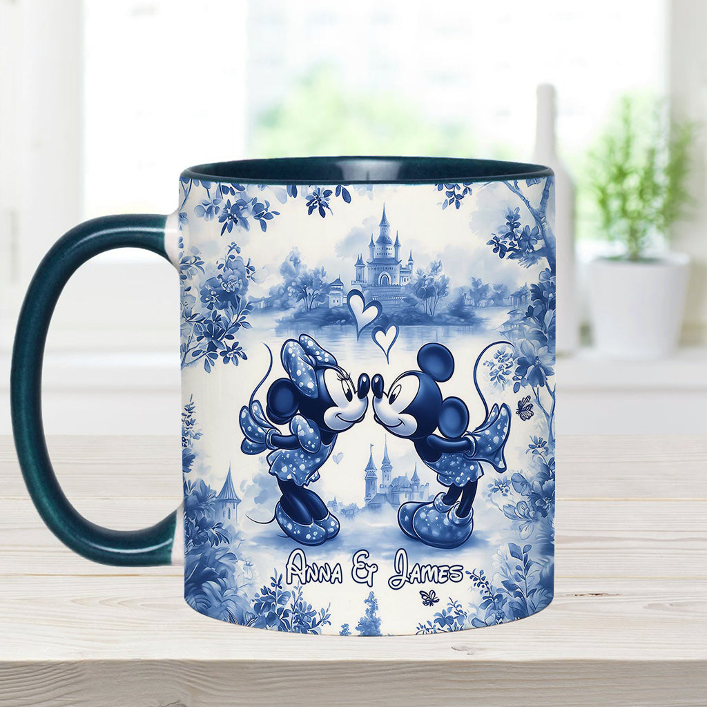 Personalized Blue & White Mouse Couple Accent Mug Gift
