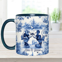 Load image into Gallery viewer, Personalized Blue &amp; White Mouse Couple Accent Mug Gift
