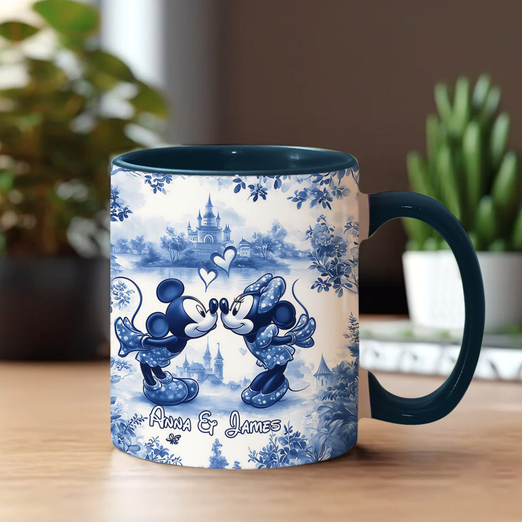 Personalized Blue & White Mouse Couple Accent Mug Gift