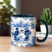 Load image into Gallery viewer, Personalized Blue &amp; White Mouse Couple Accent Mug Gift
