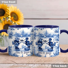 Load image into Gallery viewer, Personalized Blue &amp; White Mouse Couple Accent Mug Gift
