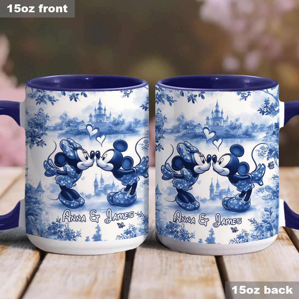 Personalized Blue & White Mouse Couple Accent Mug Gift