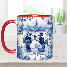 Load image into Gallery viewer, Personalized Blue &amp; White Mouse Couple Accent Mug Gift
