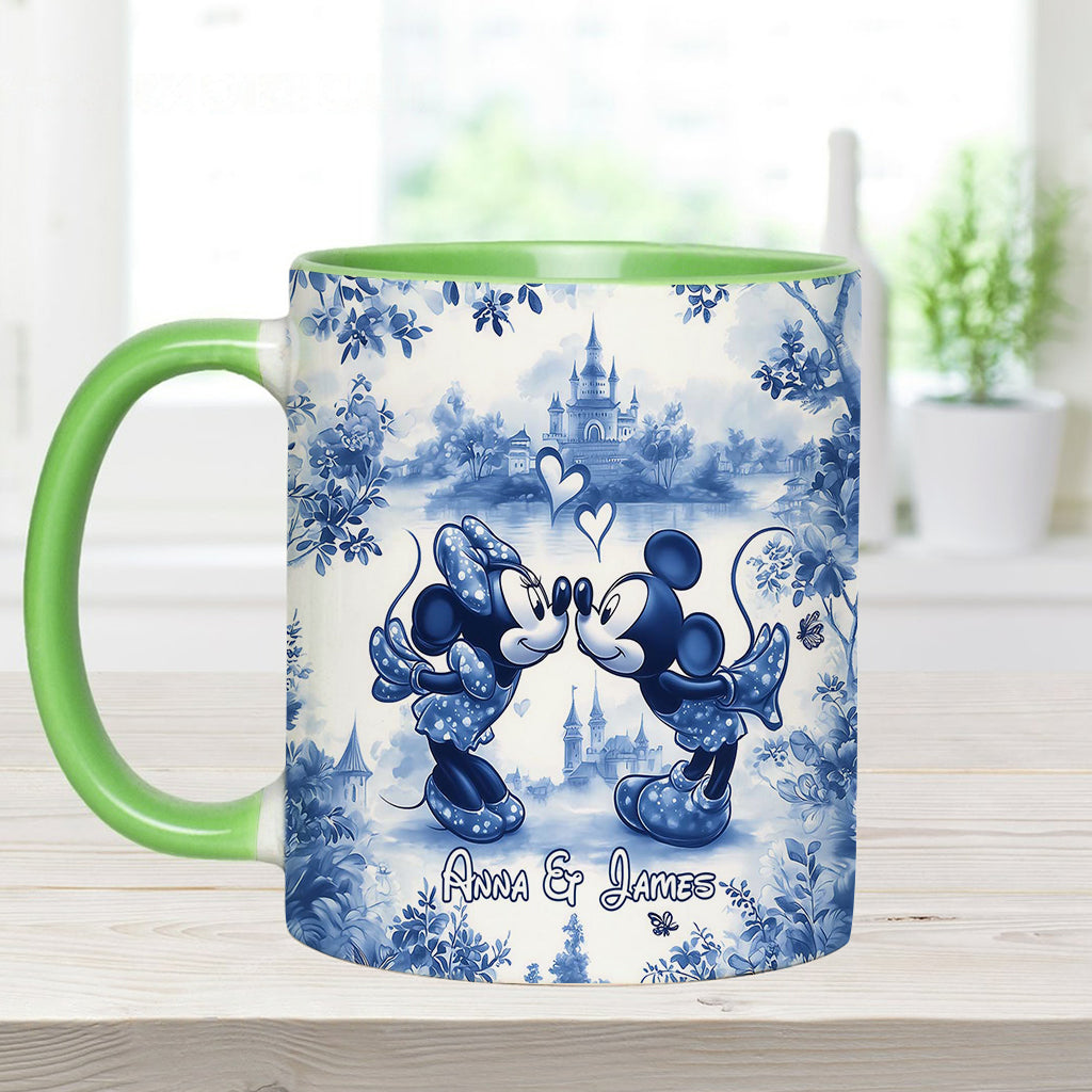 Personalized Blue & White Mouse Couple Accent Mug Gift