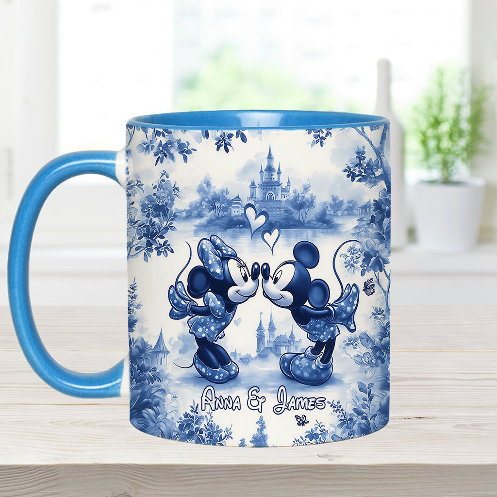 Personalized Blue & White Mouse Couple Accent Mug Gift