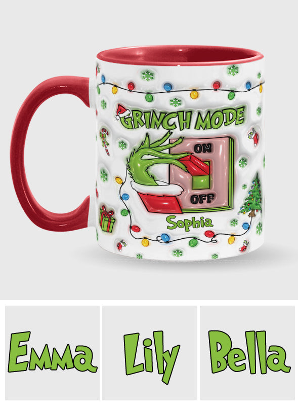 Personalized Grinch Mode Accent Mug Custom Name Holiday Gift