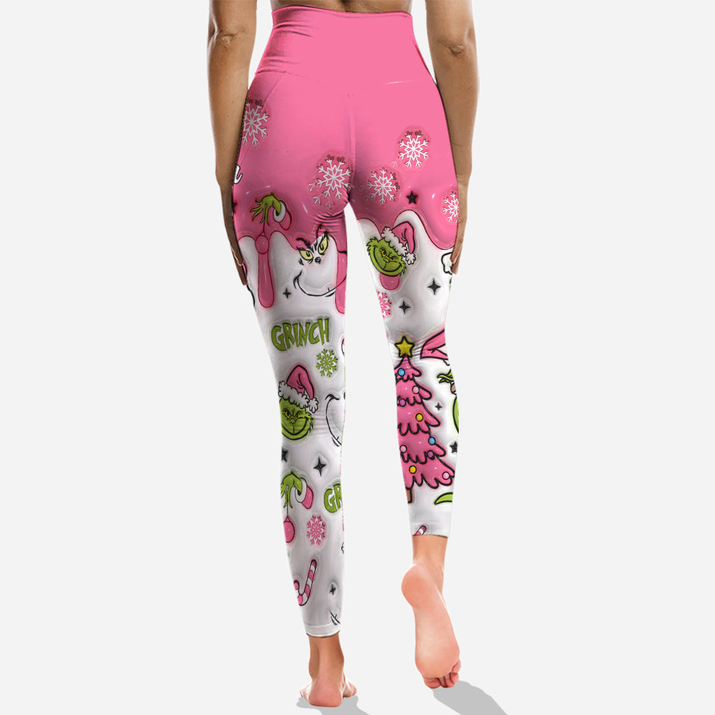 Personalized Grinch Hoodie and Leggings Set for Christmas | Custom Name Gift
